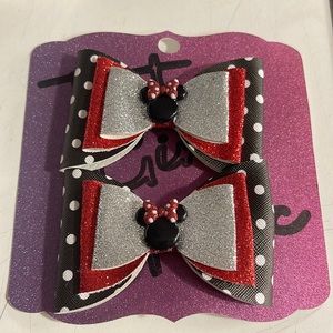 Tutu Girl Magic Minnie Mouse Silver Hair-bow 1pc